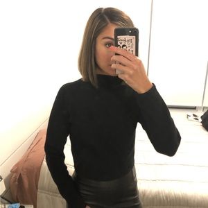 XS club Monaco crop high neckline wool sweater